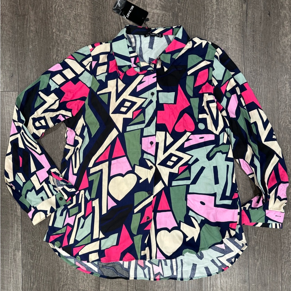 Colorful Geometric Button Down Shirt